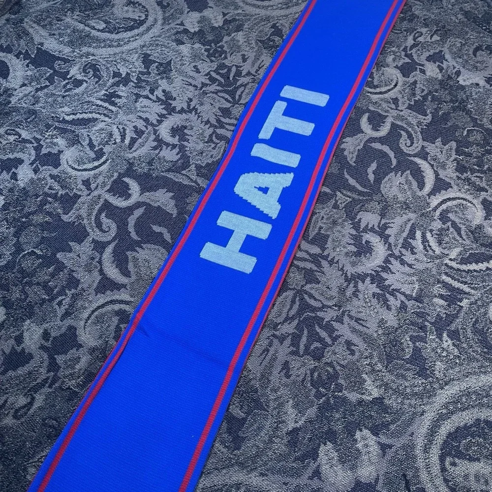Haiti Soccer Football Scarf Licensed New Red Blue Double Sided New A